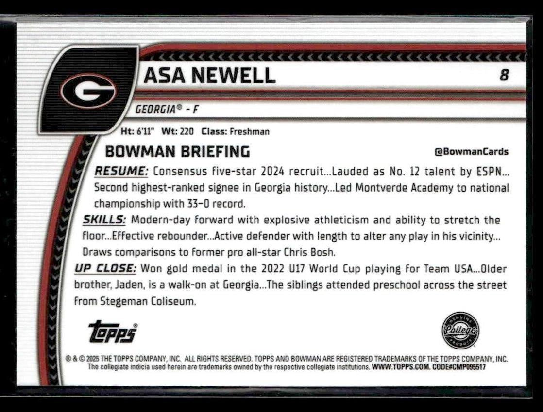 2024-25 Bowman University Chrome #8 Asa Newell