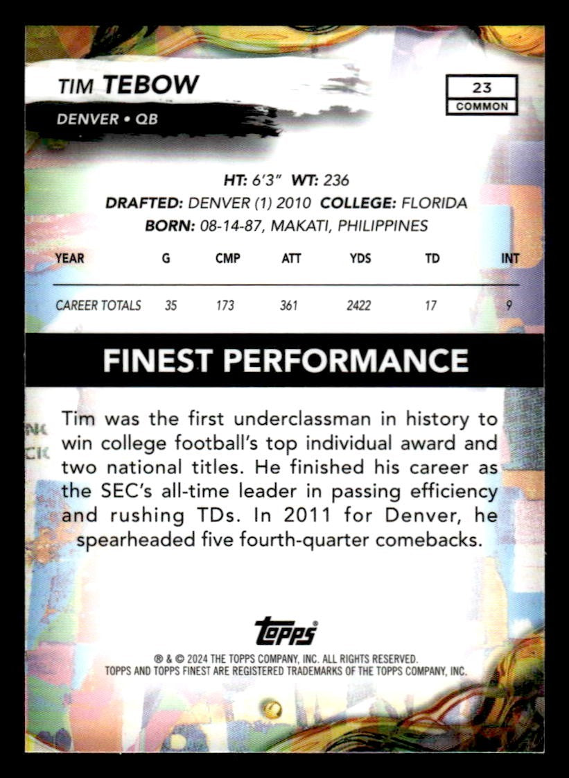 2024 Finest #23 Tim Tebow