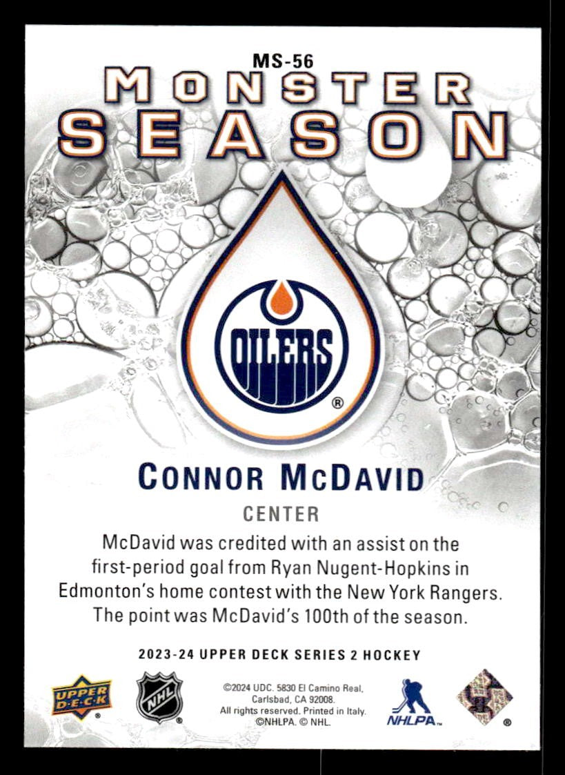 2023-24 Upper Deck #MS-56 Connor McDavid Monster Season