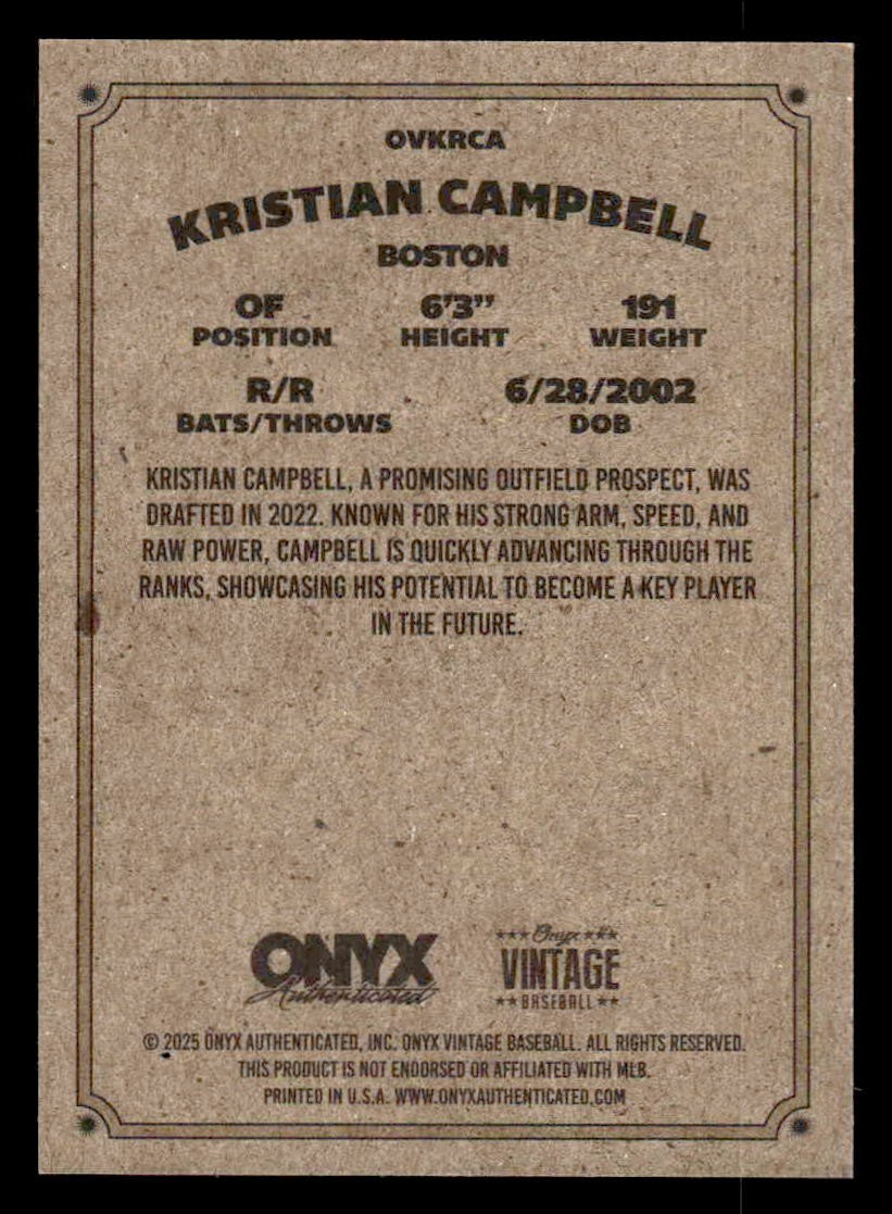 2025 Onyx Vintage #OVKRCA Kristian Campbell