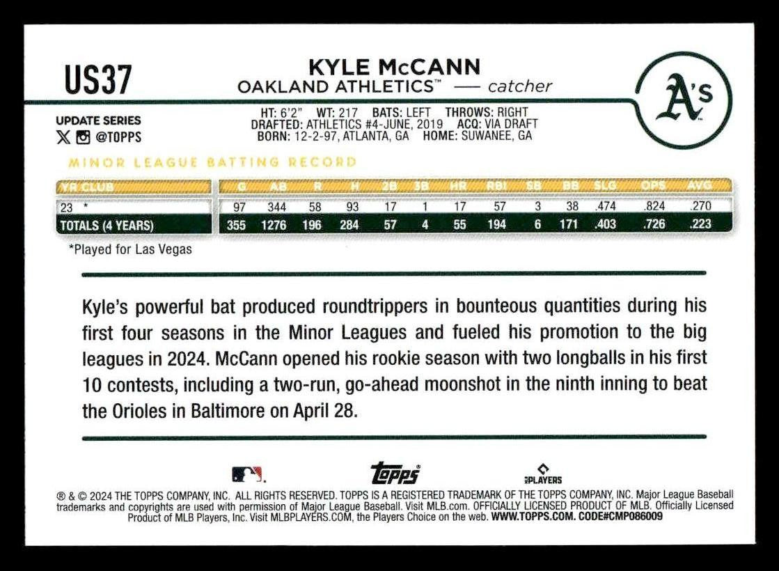 2024 Topps Update #US37 Kyle McCann