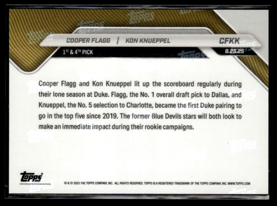 2025-26 Topps Now #CFKK Cooper Flagg / Kon Knueppel
