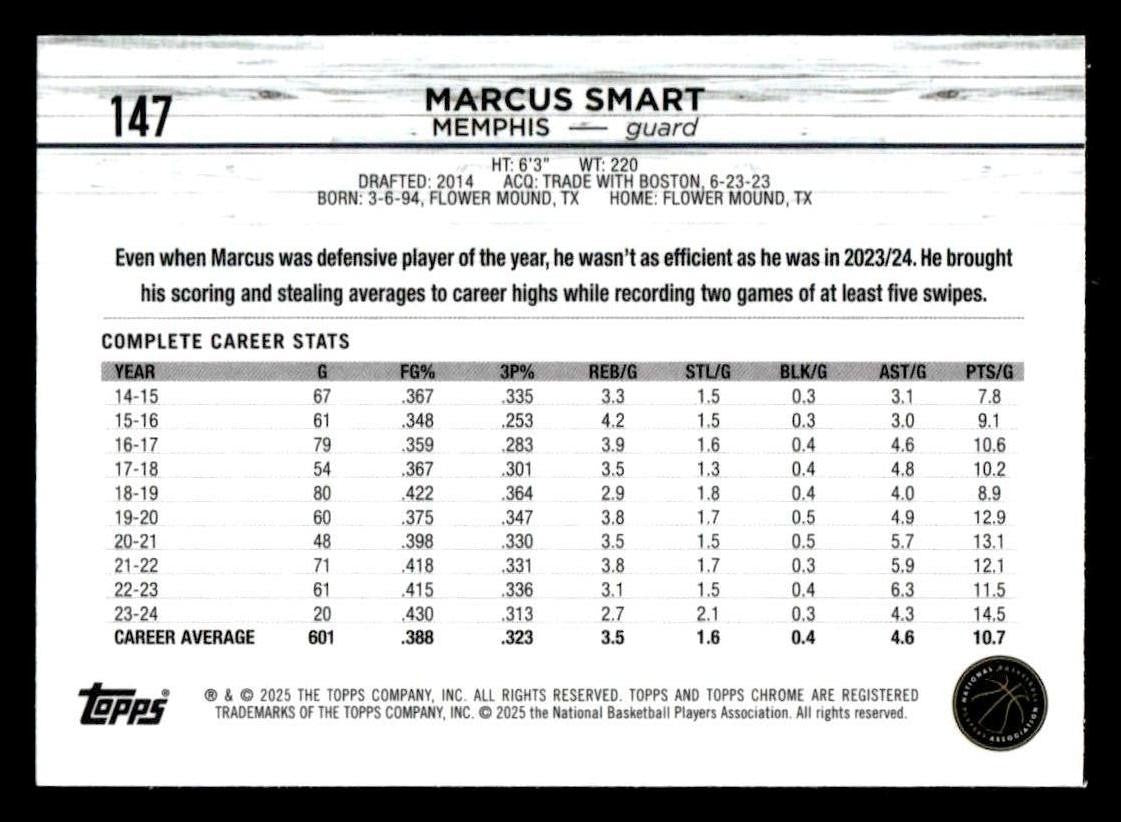 2024-25 Topps Chrome Sapphire #147 Marcus Smart