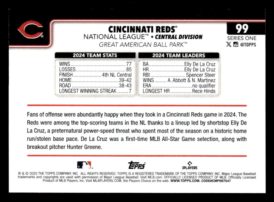 2025 Topps #99 Cincinnati Reds