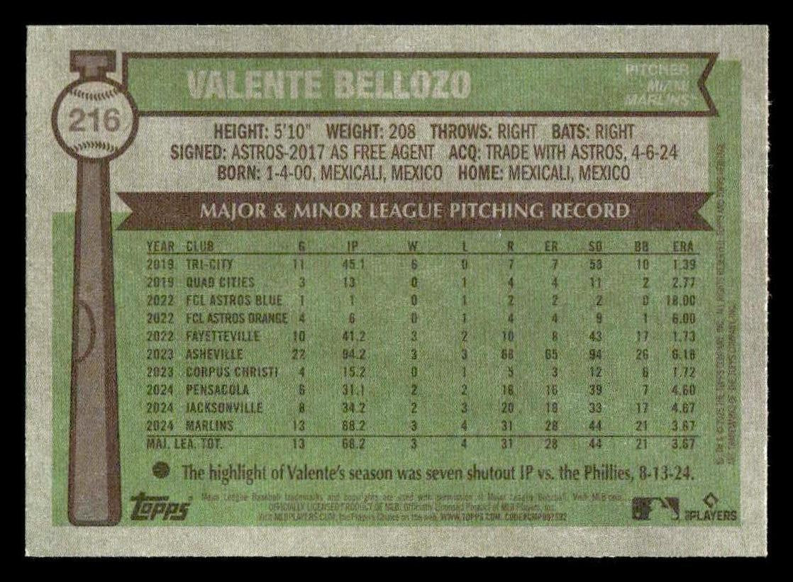 2025 Topps Heritage #216 Valente Bellozo