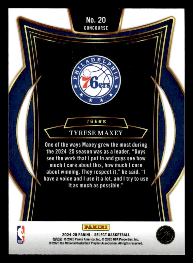2024-25 Panini Select #20 Tyrese Maxey