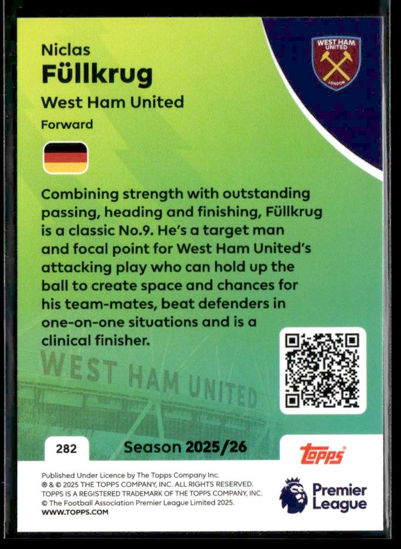 2025-26 Topps Premier League #282 Niclas Füllkrug