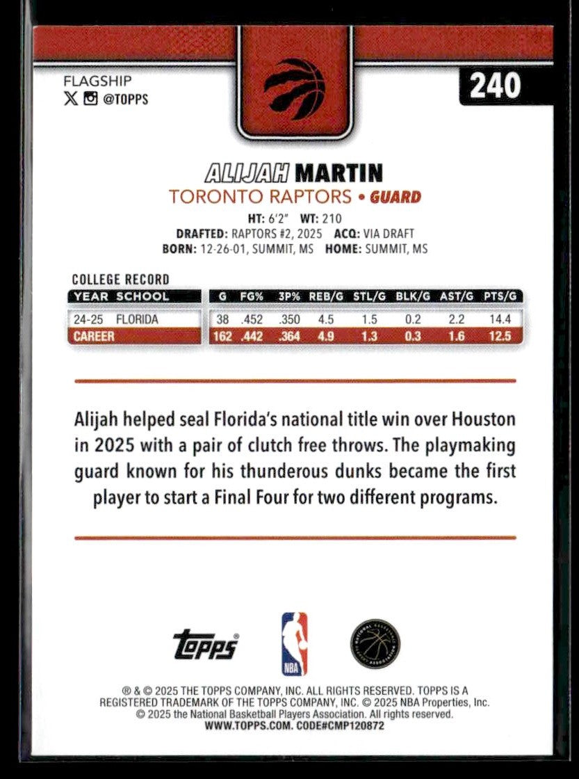 2025-26 Topps #240 Alijah Martin