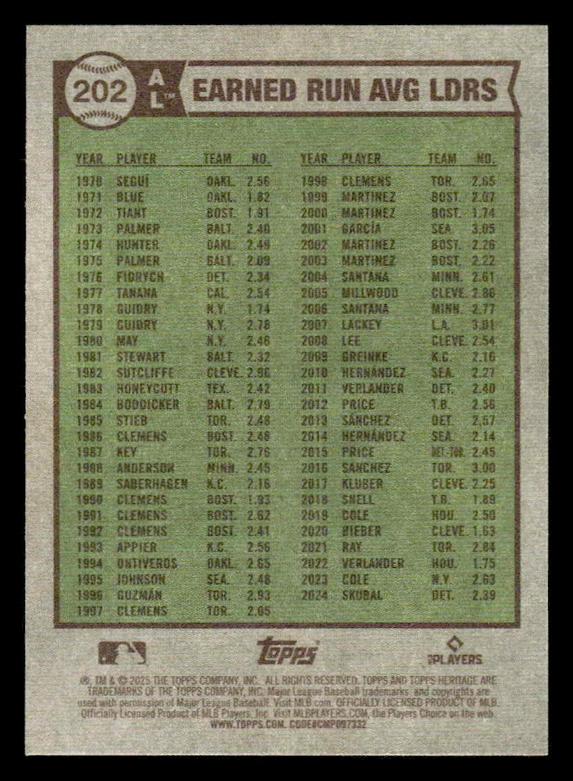 2025 Topps Heritage #202 Framber Valdez / Tarik Skubal / Ronel Blanco