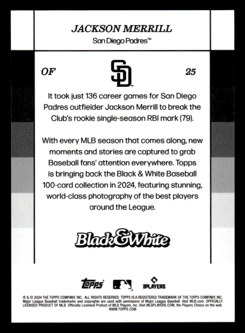 2024 Topps Black & White #25 Jackson Merrill