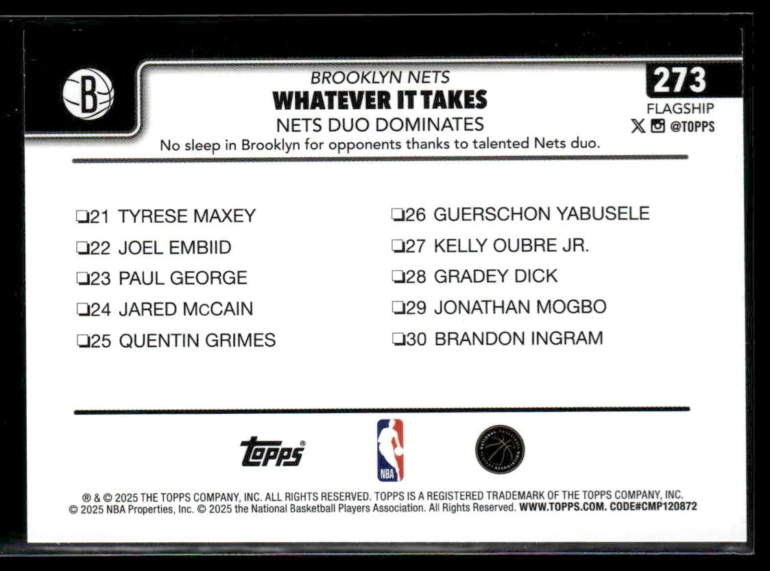 2025-26 Topps #273 Whatever It Takes: Nets Duo Dominates