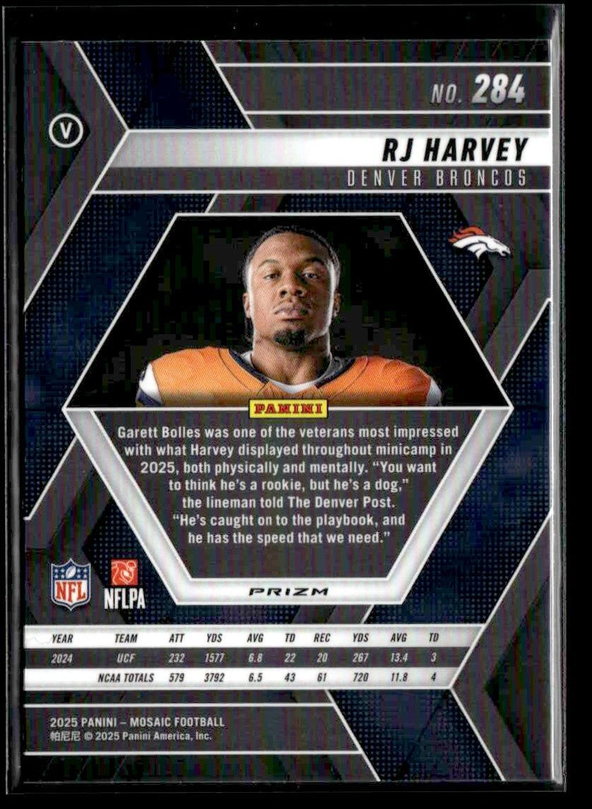2025 Panini Mosaic #284 RJ Harvey Silver