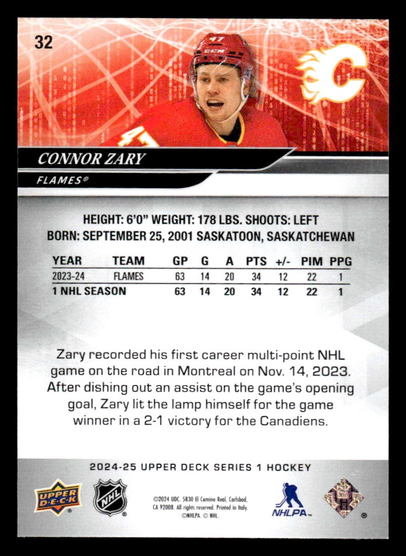 2024-25 Upper Deck #32 Connor Zary