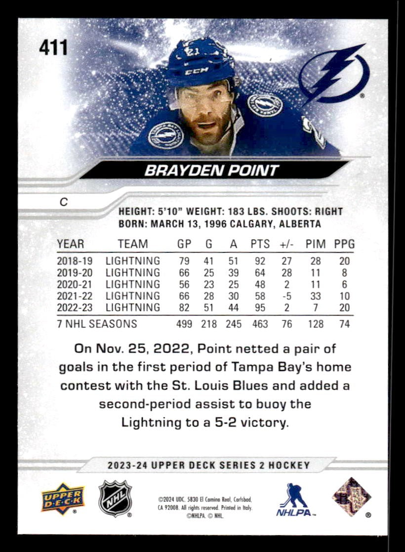 2023-24 Upper Deck #411 Brayden Point