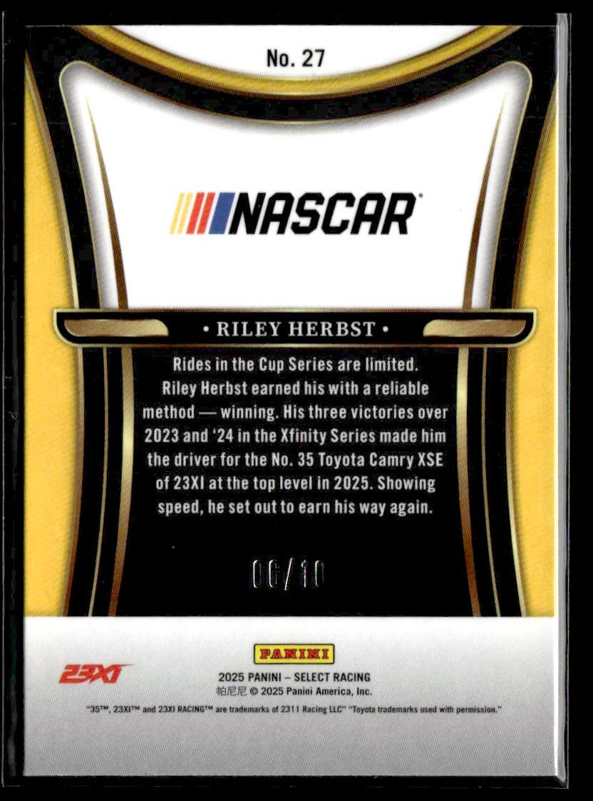 2025 Panini Select #27 Riley Herbst Sensations Gold Flash Prizms #/10