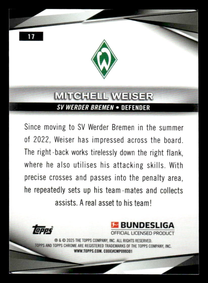 2025 Topps Sapphire Edition Bundesliga #17 Mitchell Weiser