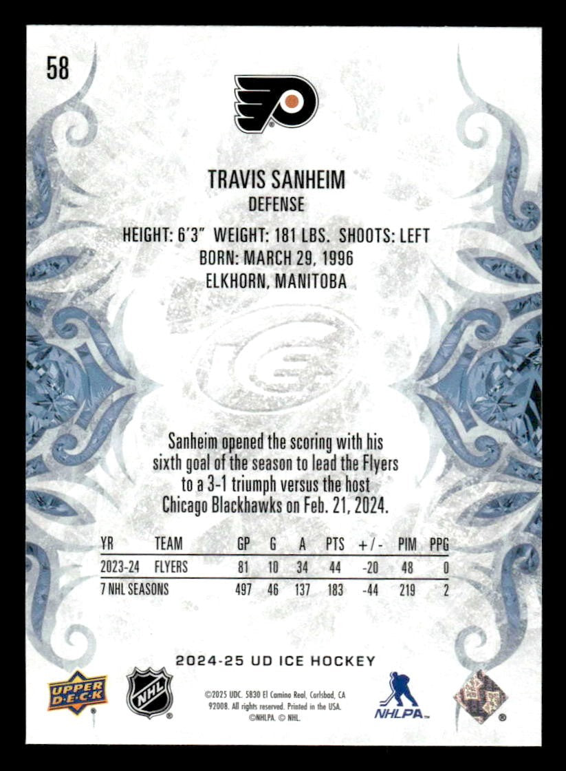 2024-25 Upper Deck Ice #58 Travis Sanheim