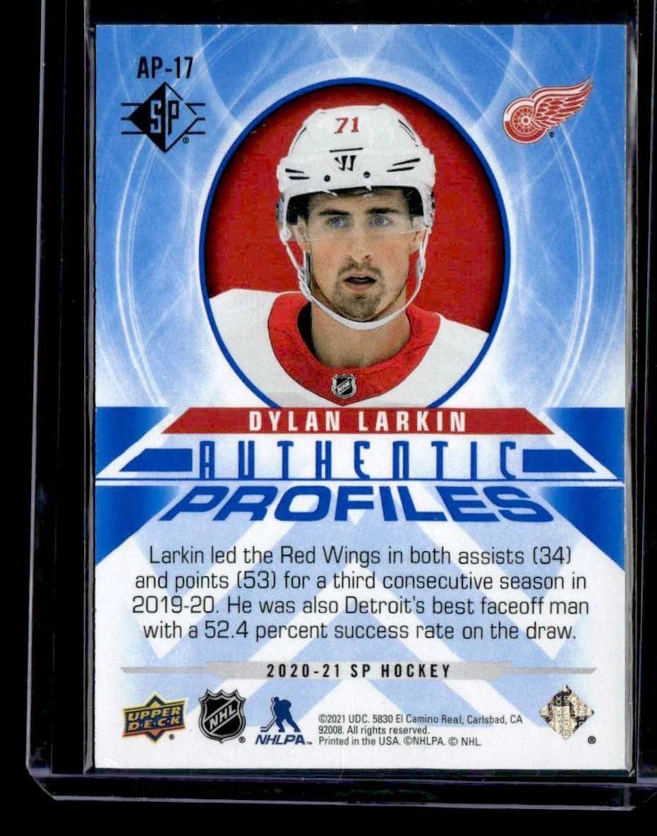 2020-21 SP #AP-17 Dylan Larkin Authentic Profiles Blue