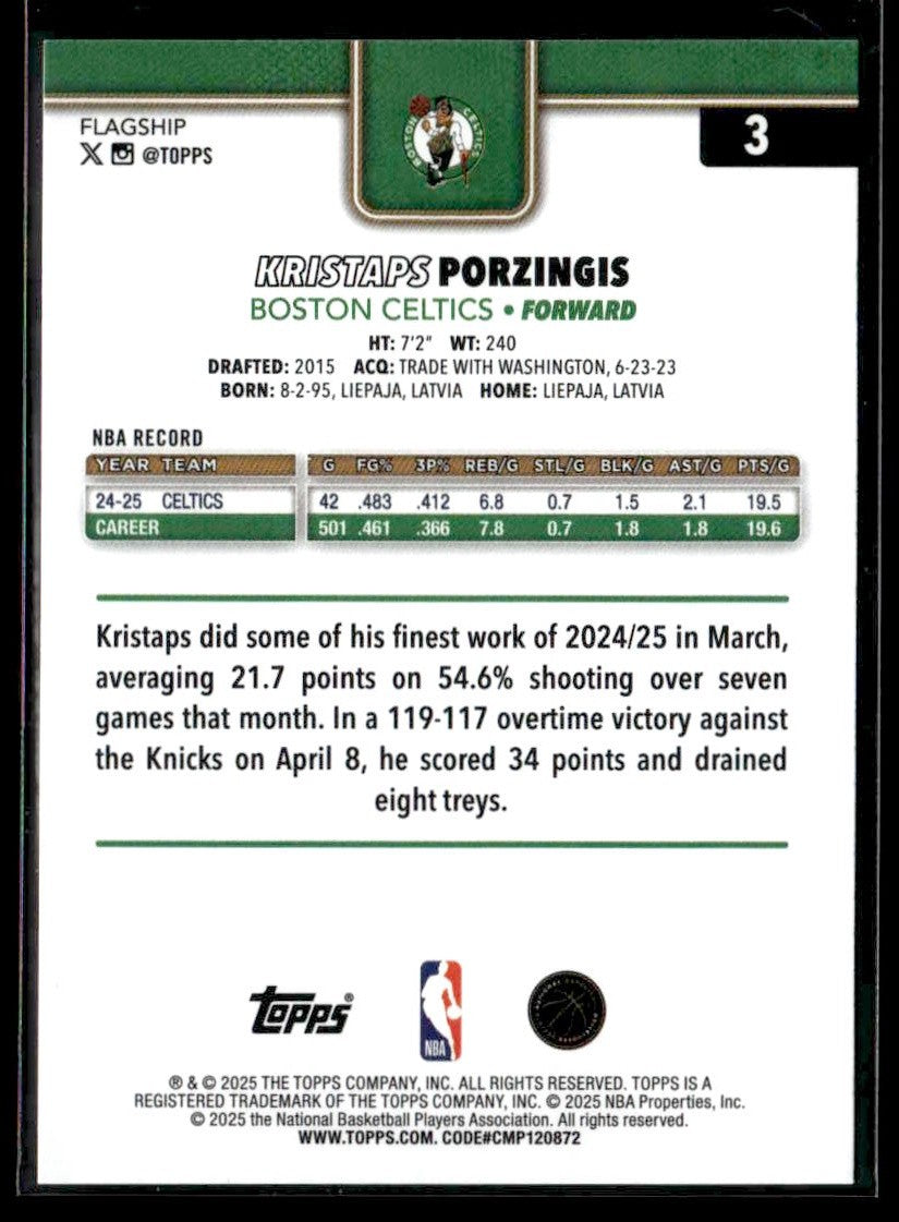 2025-26 Topps #3 Kristaps Porzingis