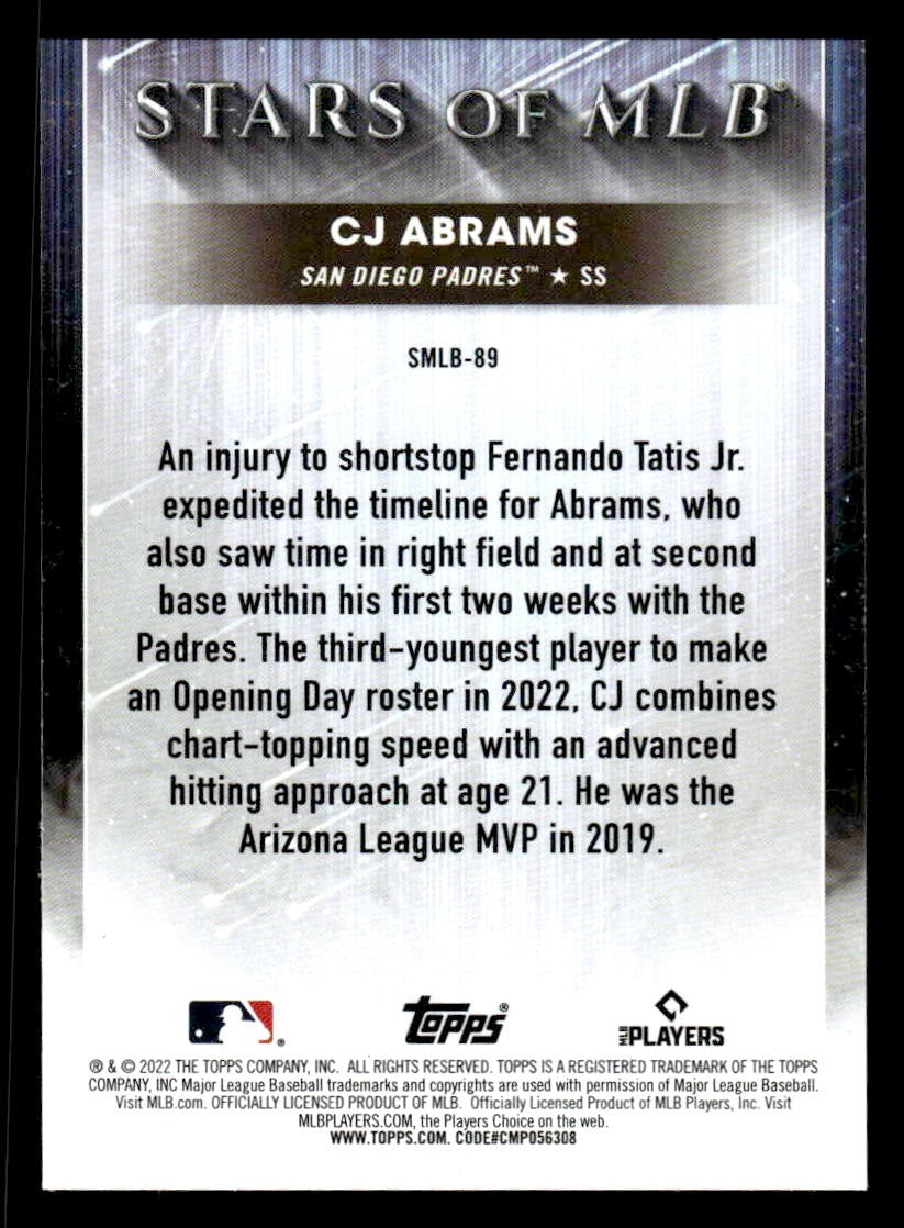 2022 Topps Update #SMLBC-89 CJ Abrams Stars of MLB Chrome