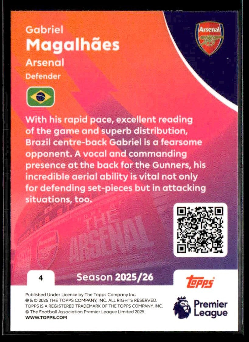 2025-26 Topps Premier League #4 Gabriel Magalhães