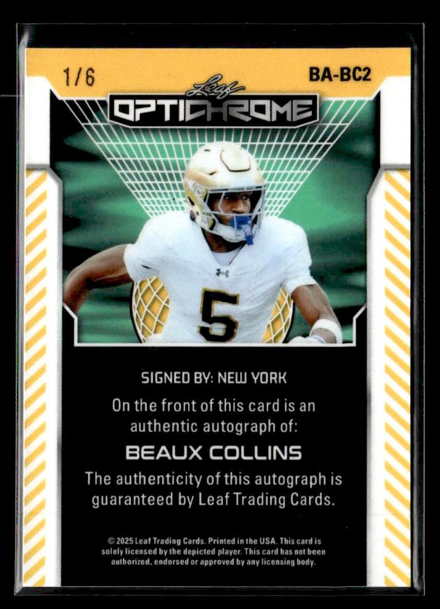 2025 Leaf Optichrome #BA-BC2 Beaux Collins Base Autographs Crystal Green