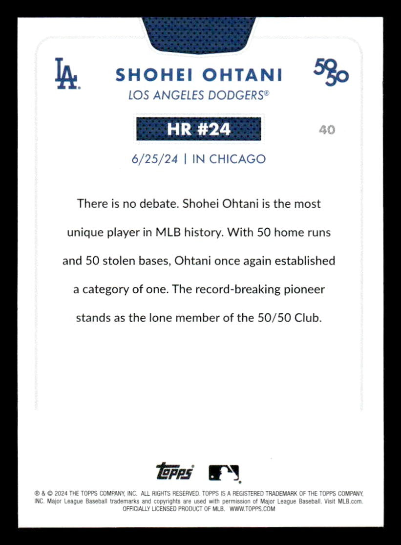 2024 Topps 50/50: Shohei Ohtani #40 Shohei Ohtani