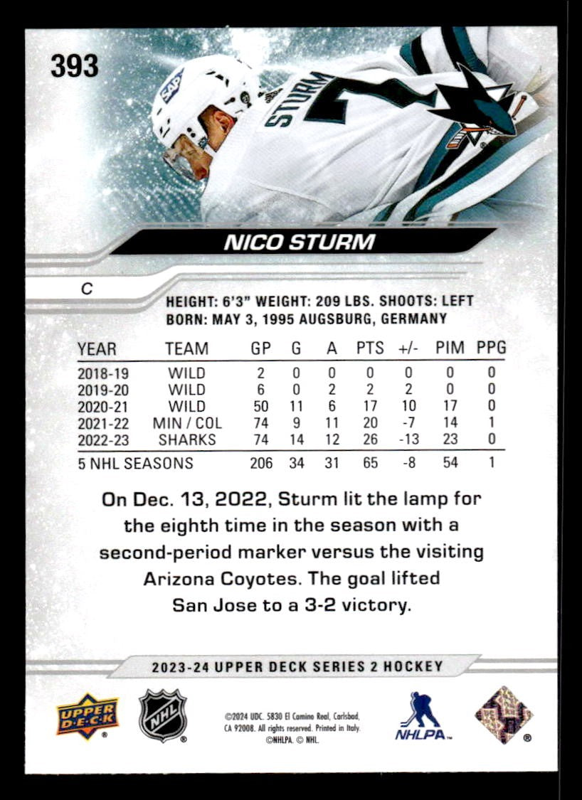 2023-24 Upper Deck #393 Nico Sturm
