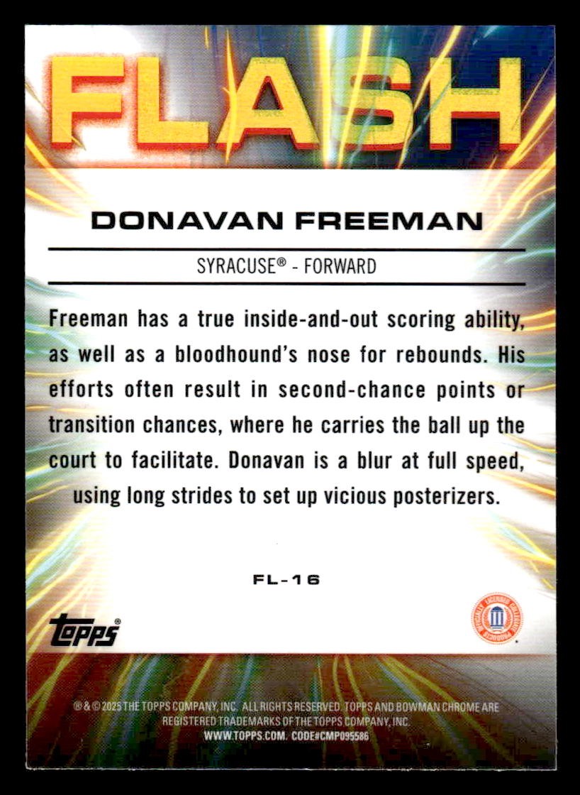 2024-25 Bowman University Chrome #FL-16 Donavan Freeman Flash
