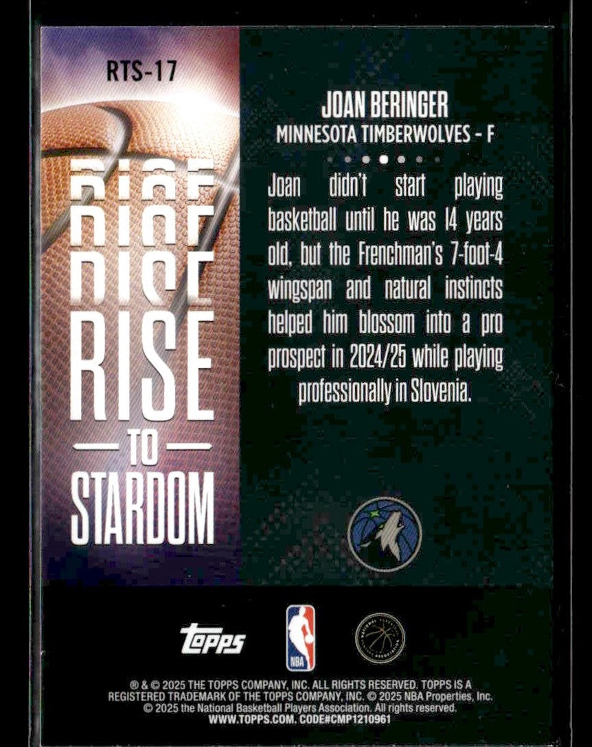 2025-26 Topps #RTS-17 Joan Beringer Rise to Stardom Purple Rainbow #/250
