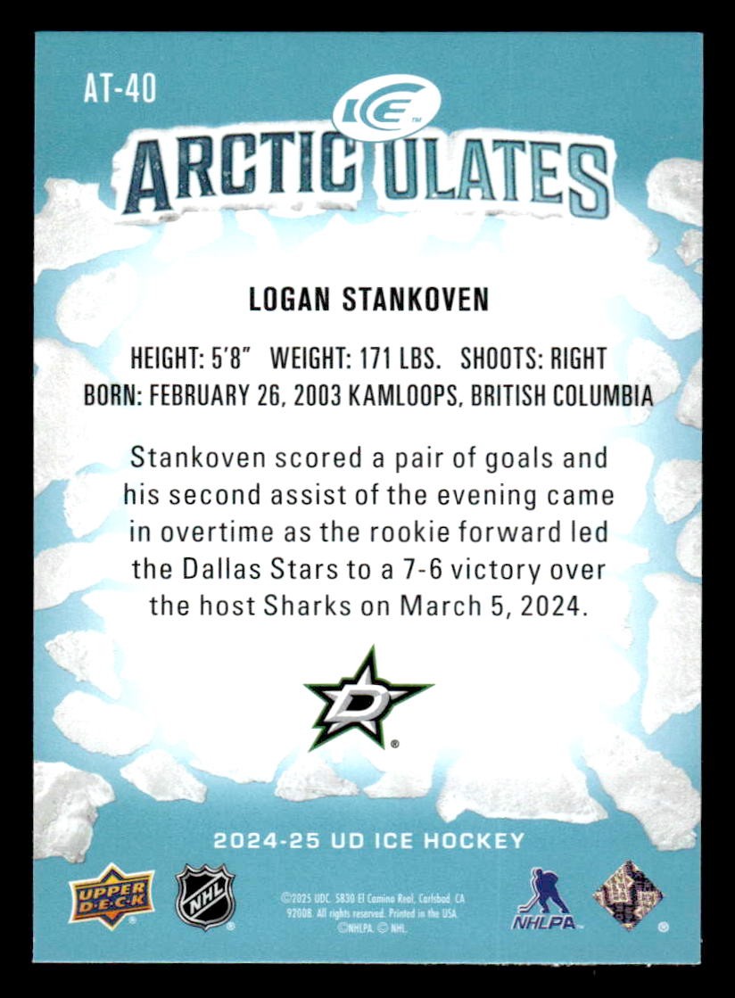 2024-25 Upper Deck Ice #AT-40 Logan Stankoven Articulates