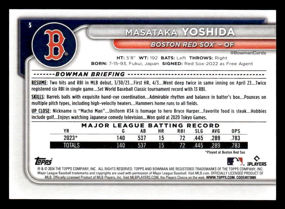 2024 Bowman #5 Masataka Yoshida