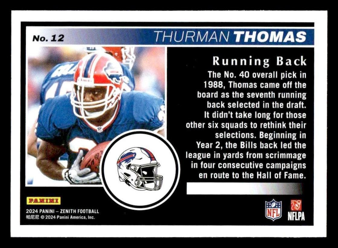 2024 Panini Zenith #12 Thurman Thomas Retail