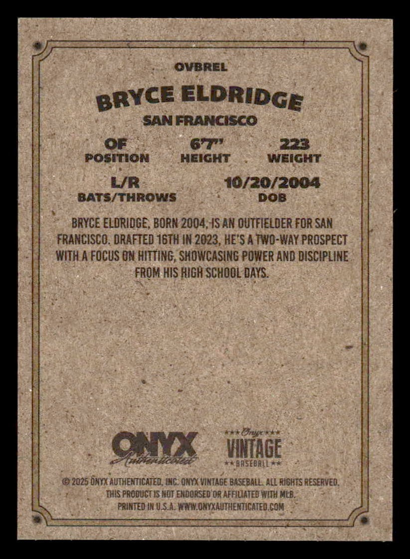 2025 Onyx Vintage #OVBREL Bryce Eldridge