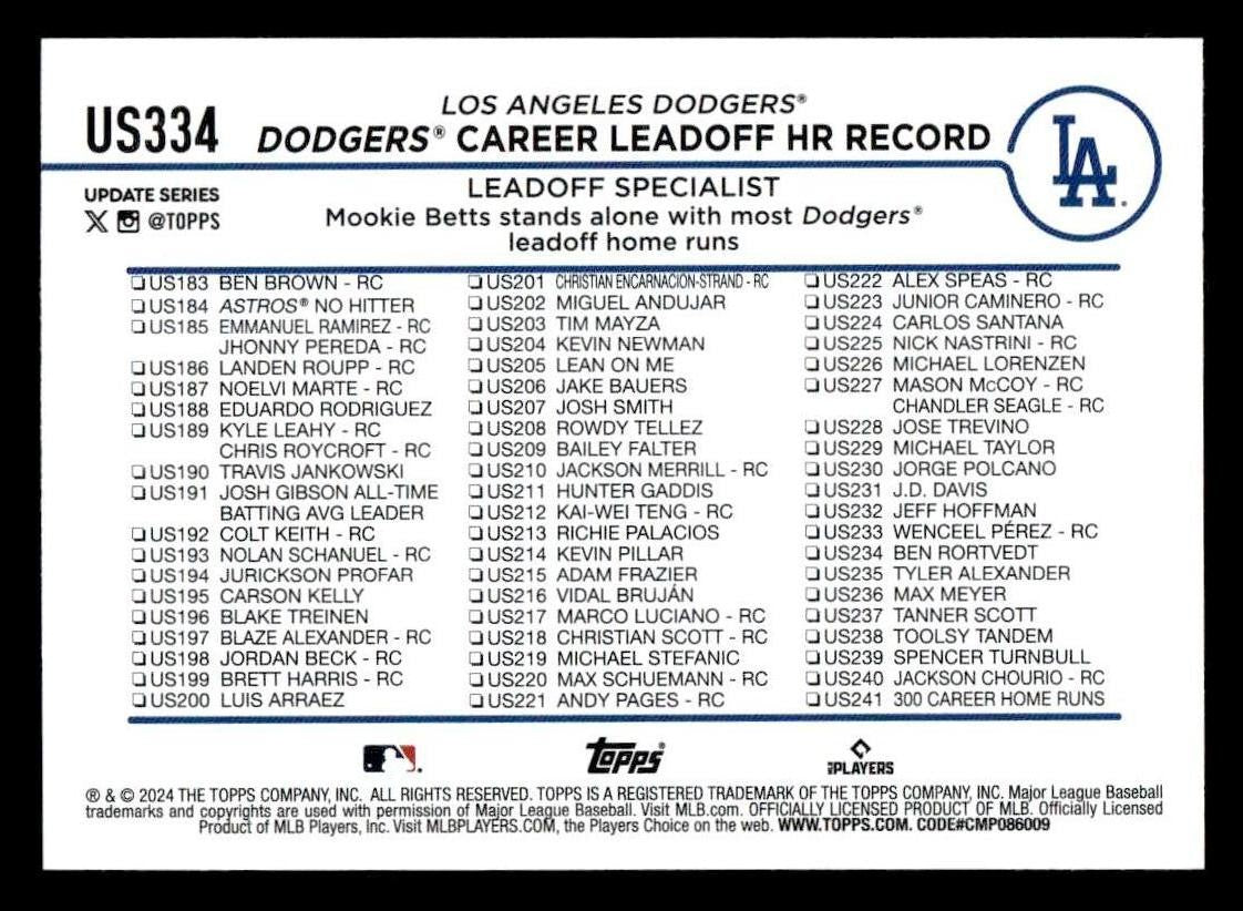 2024 Topps Update #US334 Mookie Betts