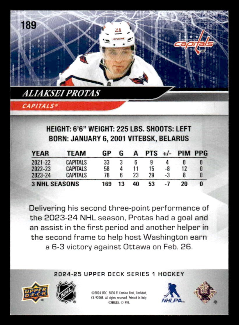 2024-25 Upper Deck #189 Aliaksei Protas