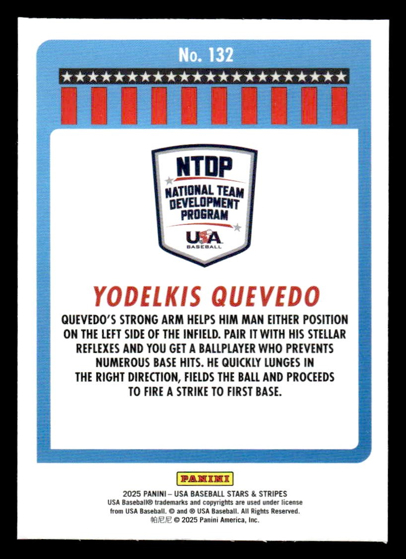 2025 Panini Stars and Stripes USA Baseball #132 Yodelkis Quevedo Opening Day
