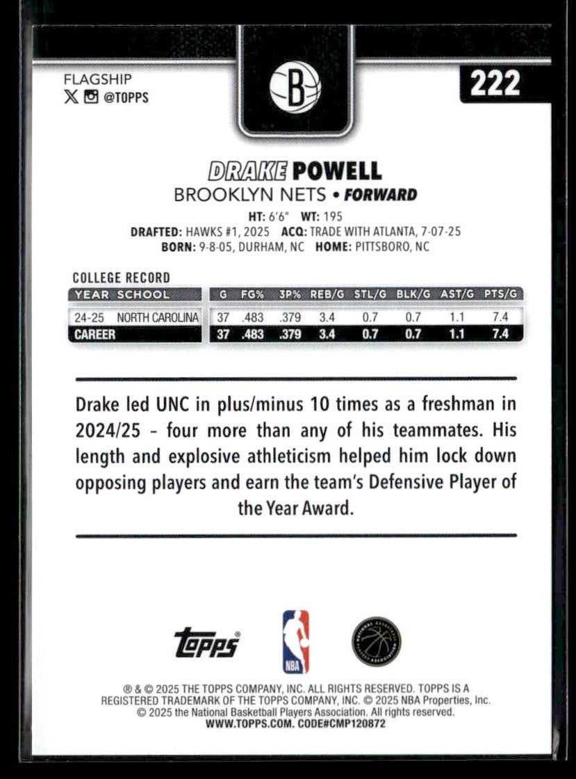 2025-26 Topps #222 Drake Powell
