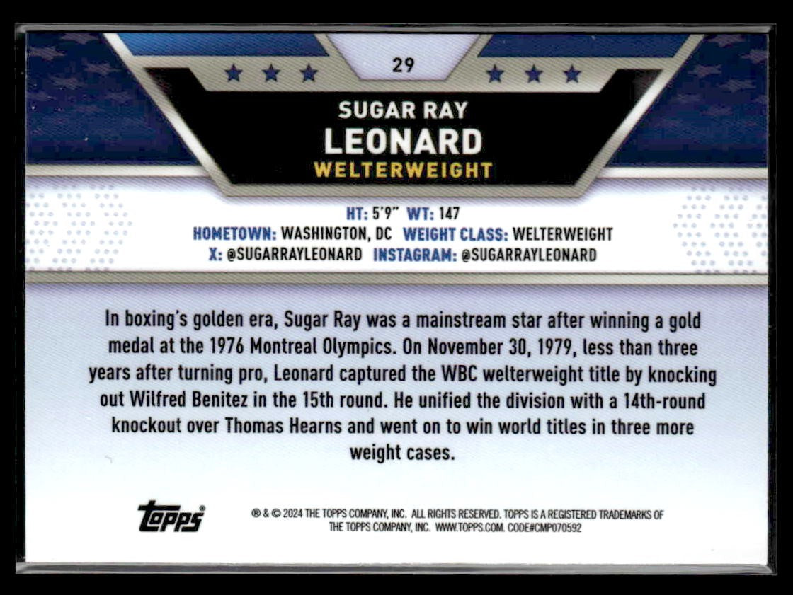 2024 Topps Chrome #29 Sugar Ray Leonard Bronze Refractor #193/225