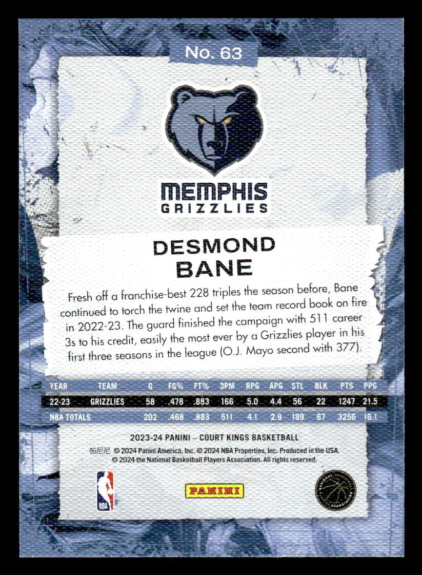 2023-24 Panini Court Kings #63 Desmond Bane