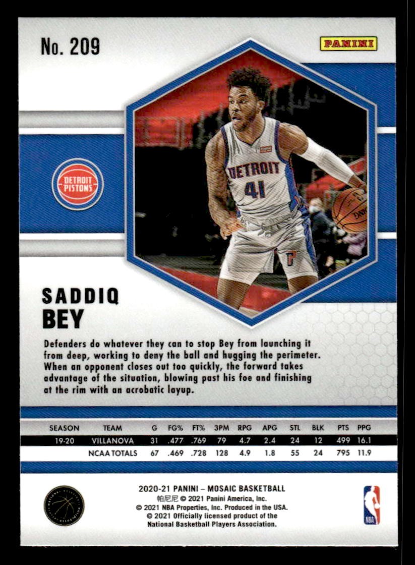 2020-21 Panini Mosaic #209 Saddiq Bey