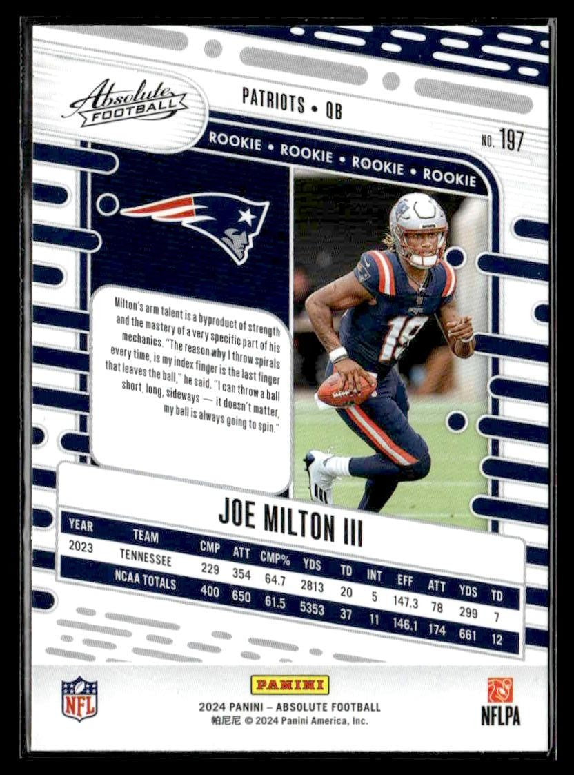 2024 Panini Absolute #197 Joe Milton III Retail