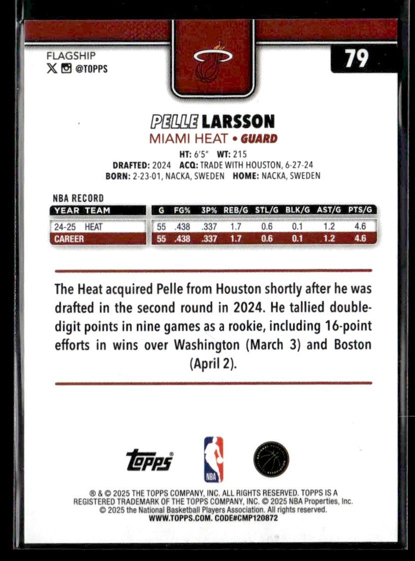 2025-26 Topps #79 Pelle Larsson Sandglitter Blue SSP
