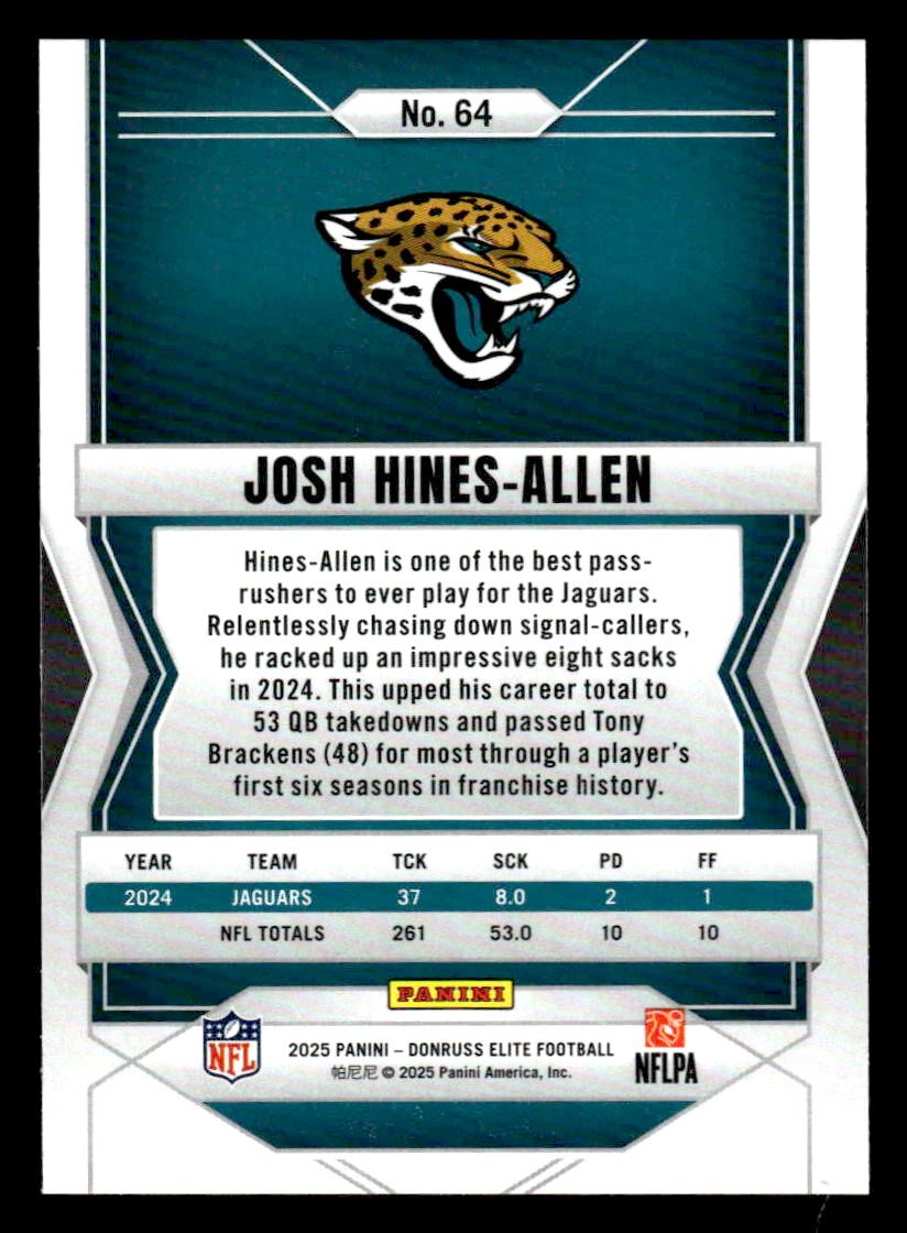 2025 Donruss Elite #64 Josh Hines-Allen
