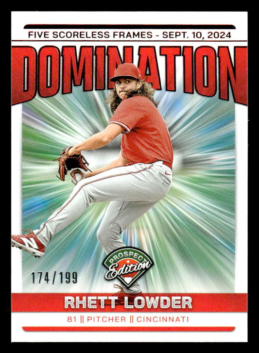 2024 Panini Prospect Edition #19 Rhett Lowder Domination Red #/199