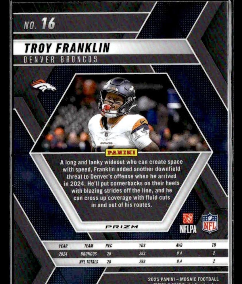 2025 Panini Mosaic #16 Troy Franklin Mosaic Red