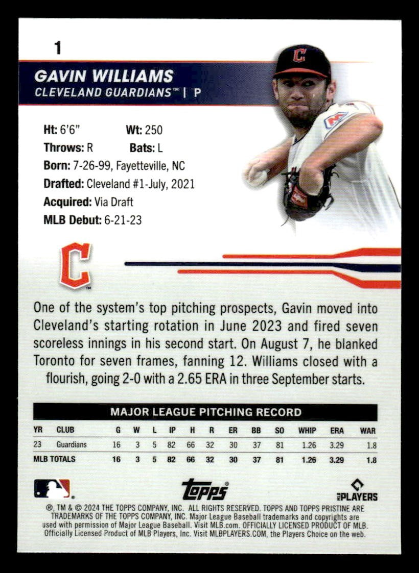 2024 Topps Pristine #1 Gavin Williams