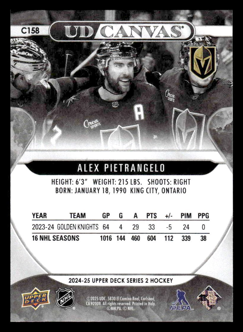 2024-25 Upper Deck #C158 Alex Pietrangelo UD Canvas Black and White