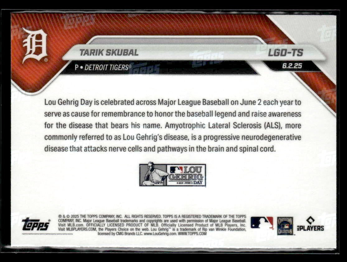 2025 Topps Now Lou Gehrig Day: Presented by Sarah Langs #LGD-TS Tarik Skubal
