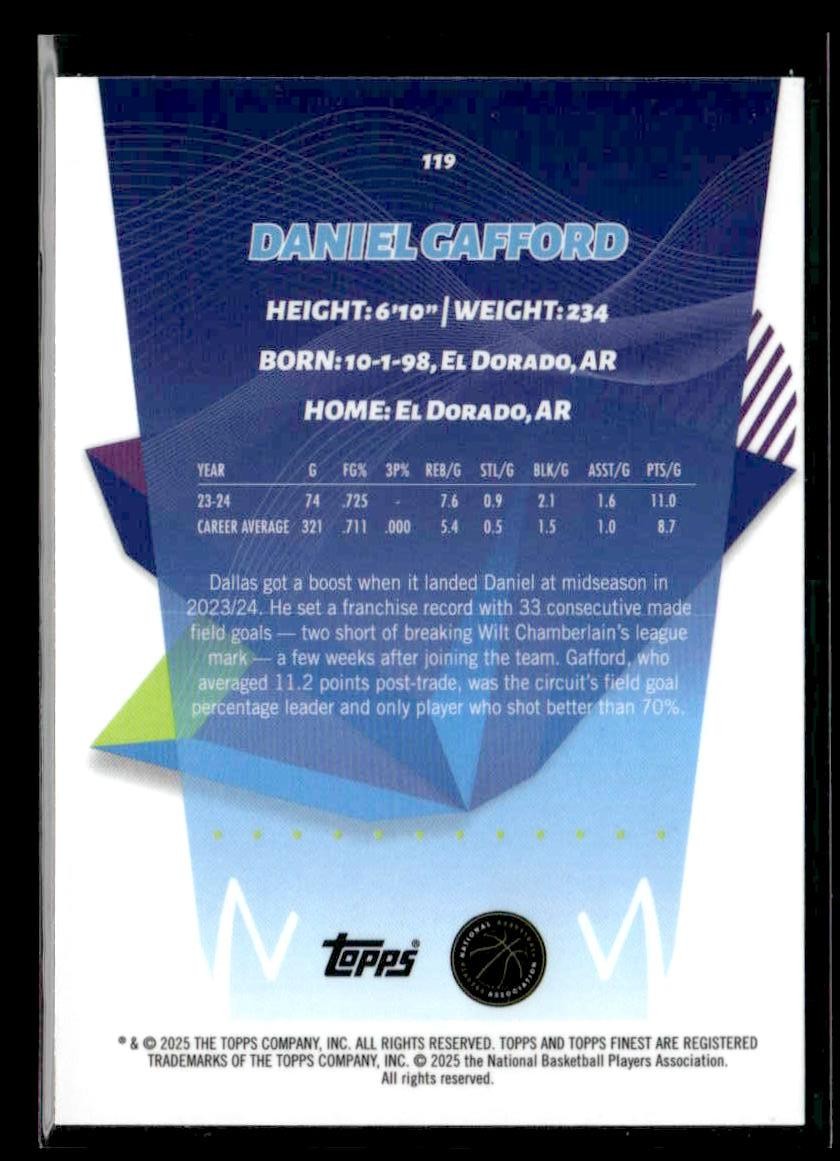2024-25 Topps Finest #119 Daniel Gafford Orange X-Fractor